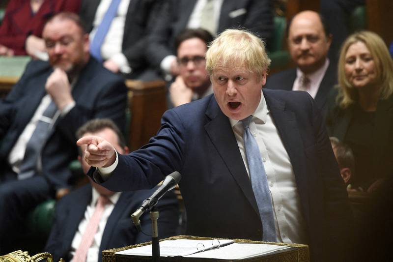 Boris Johnson makes a statement in the House of Commons in January, on Sue Gray's report regarding the alleged Downing Street parties during lockdown. Reuters