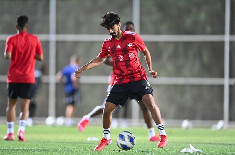 UAE players prepare for the upcoming 2022 World Cup qualifier with Syria.
