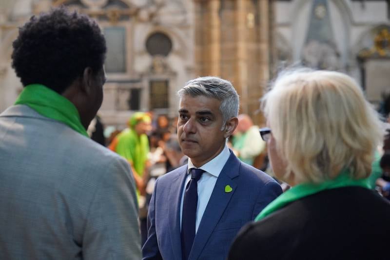 Mayor of London Sadiq Khan arrives for the memorial service at Westminster Abbey. Getty Images