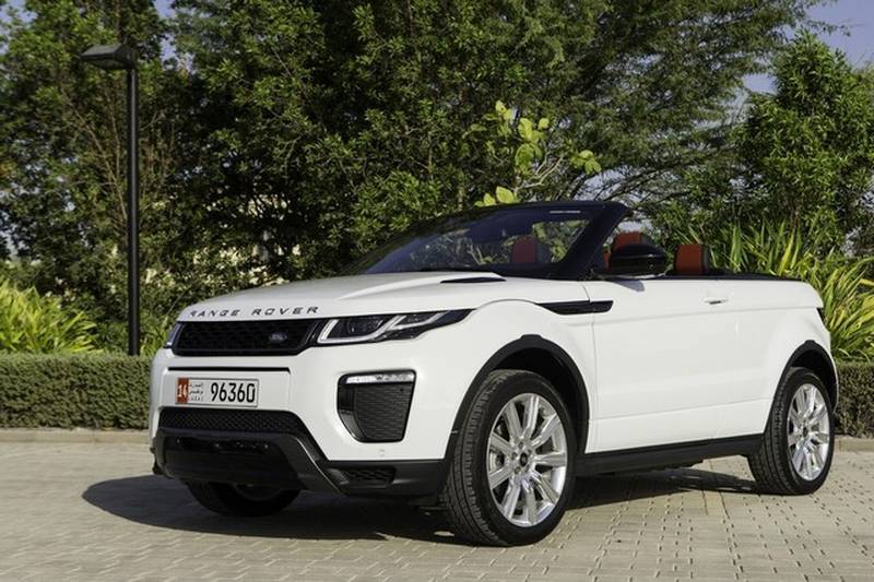 The Range Rover Evoque Convertible, billed as the ‘world’s first luxury convertible compact SUV’, is a silky-smooth drive with a classy interior. Christopher Pike / The National