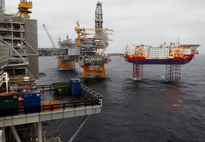 Equinor's oilfield platforms in the North Sea, Norway. Reuters