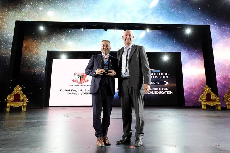 Dubai, United Arab Emirates - March 07, 2019: Dubai English Speaking College wins Best School for Technical education at the Top School Awards 2019 at the Rajmahal Theatre, Dubai. Thursday the 7th of March 2019 at Bollywood Parks, Dubai. Chris Whiteoak / The National