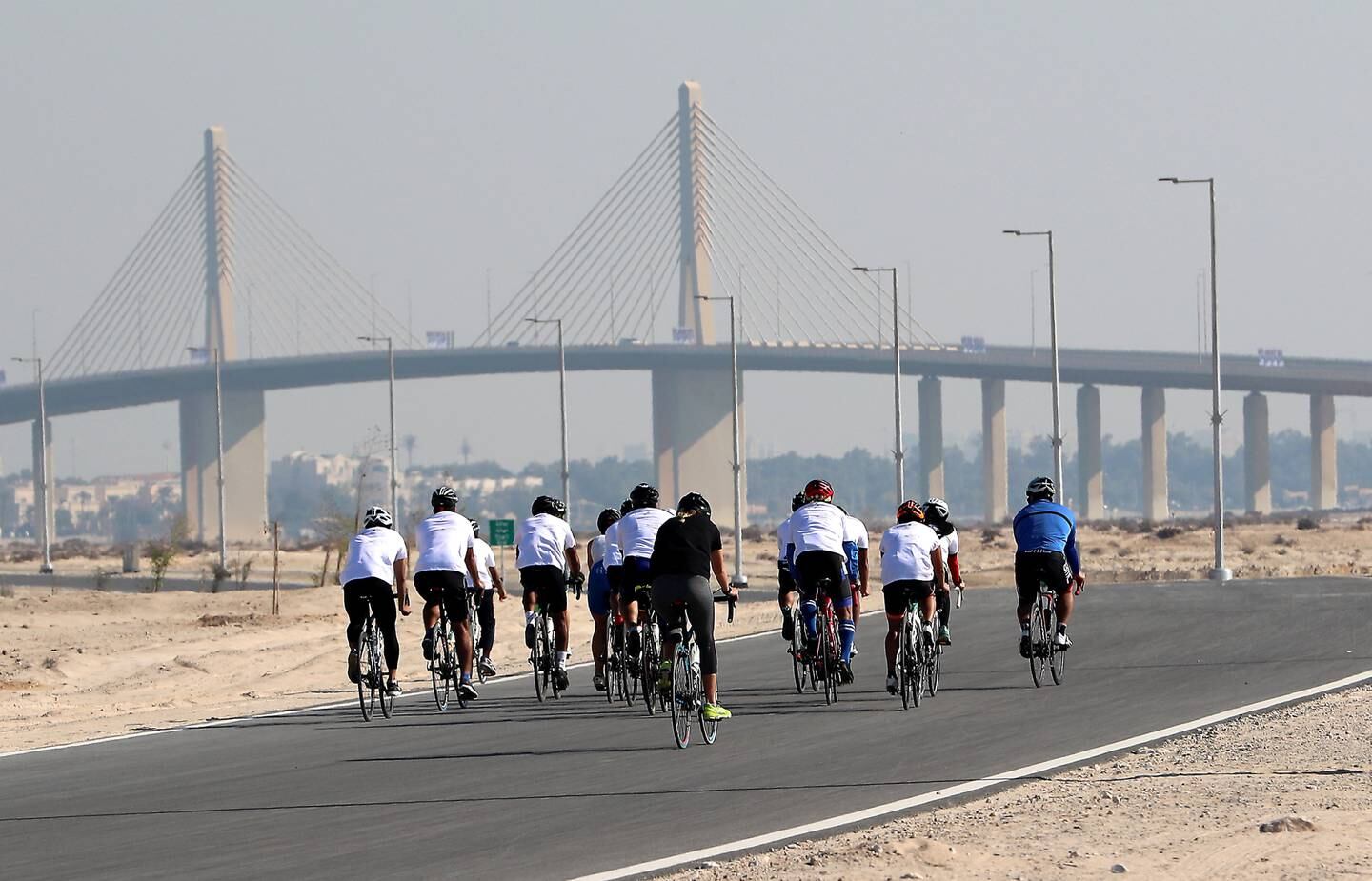 ABU DHABI , UNITED ARAB EMIRATES , December 14  – 2018 :-  Riders taking part in the Ride For Zayed held at Hudariyat Island in Abu Dhabi. ( Pawan Singh / The National ) For News/Online/Instagram