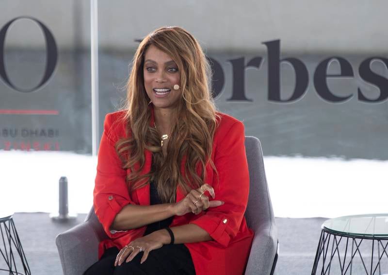 Tyra Banks, an American entrepreneur and supermodel, speaks at the Forbes 30/50 Summit in Abu Dhabi in March 2022. Ruel Pableo for The National