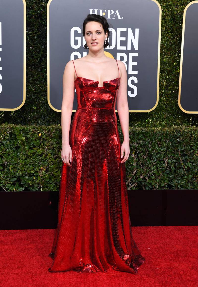 English actress Phoebe Waller-Bridge arrives for the 76th annual Golden Globe Awards on January 6, 2019, at the Beverly Hilton hotel in Beverly Hills, California.  / AFP / VALERIE MACON

