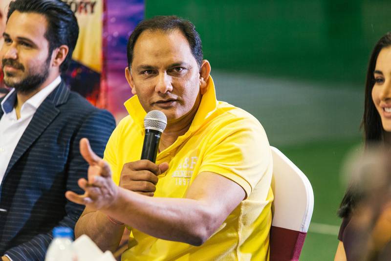 Dubai, UAE. May 7th 2016. Cricket player Mohammad Azharuddin spoke at a press conference to introduce a new movie about his life, entitled Azhar. Alex Atack for The National. *** Local Caption ***  AA_070516_AzharPresscon-7.jpg