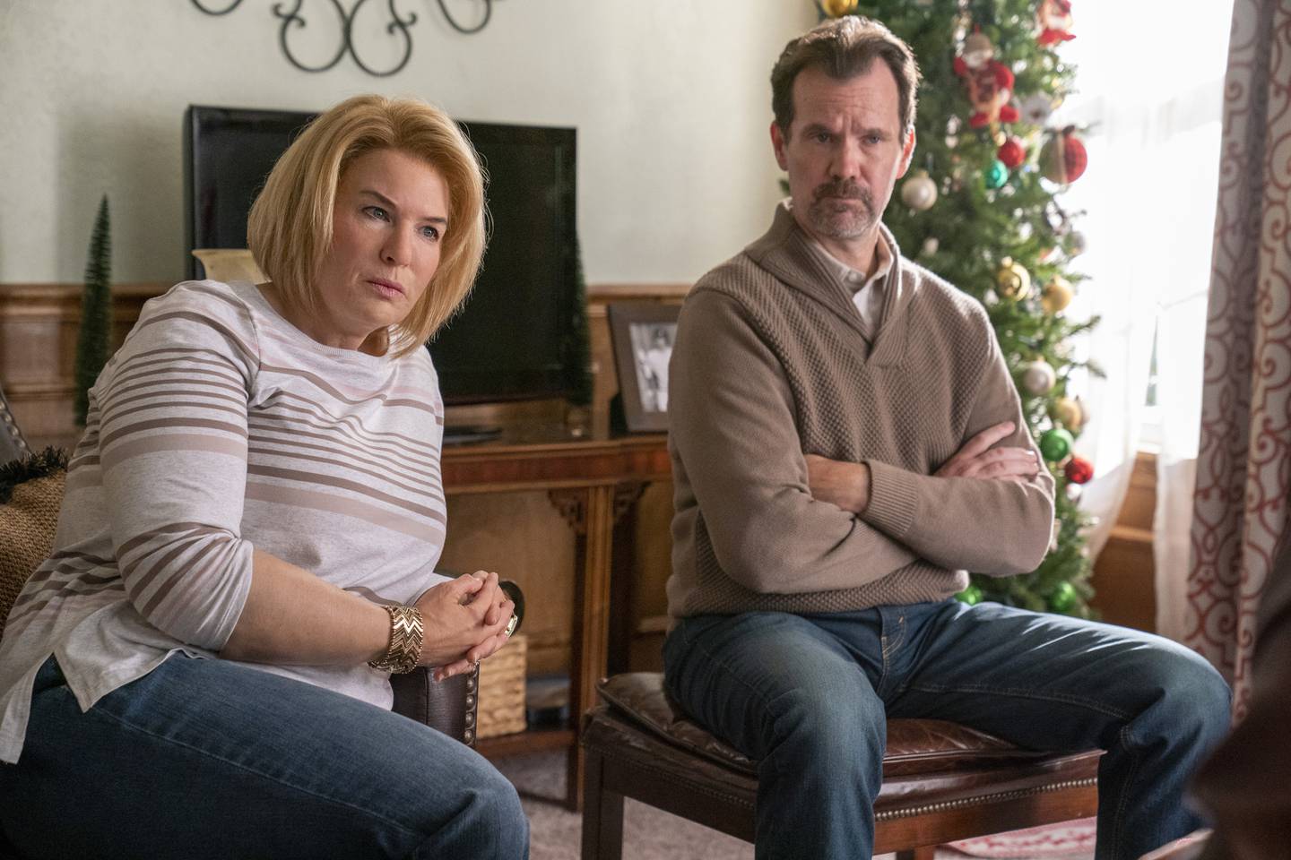 Zellweger and Sean Bridgers in 'The Thing About Pam'. Photo: NBC