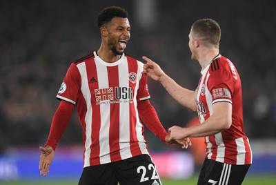 Lys Mousset, left, of Sheffield United celebrates after scoring. Getty