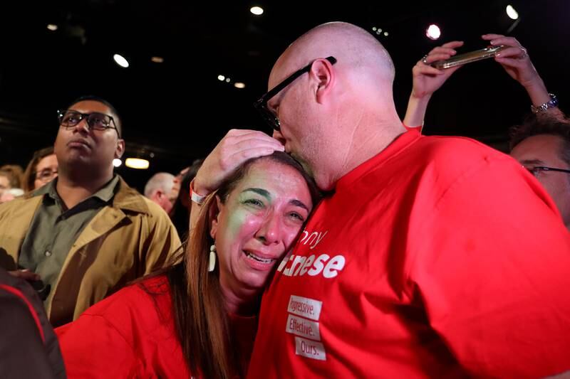 Labor supporters celebrate their party's success. Getty