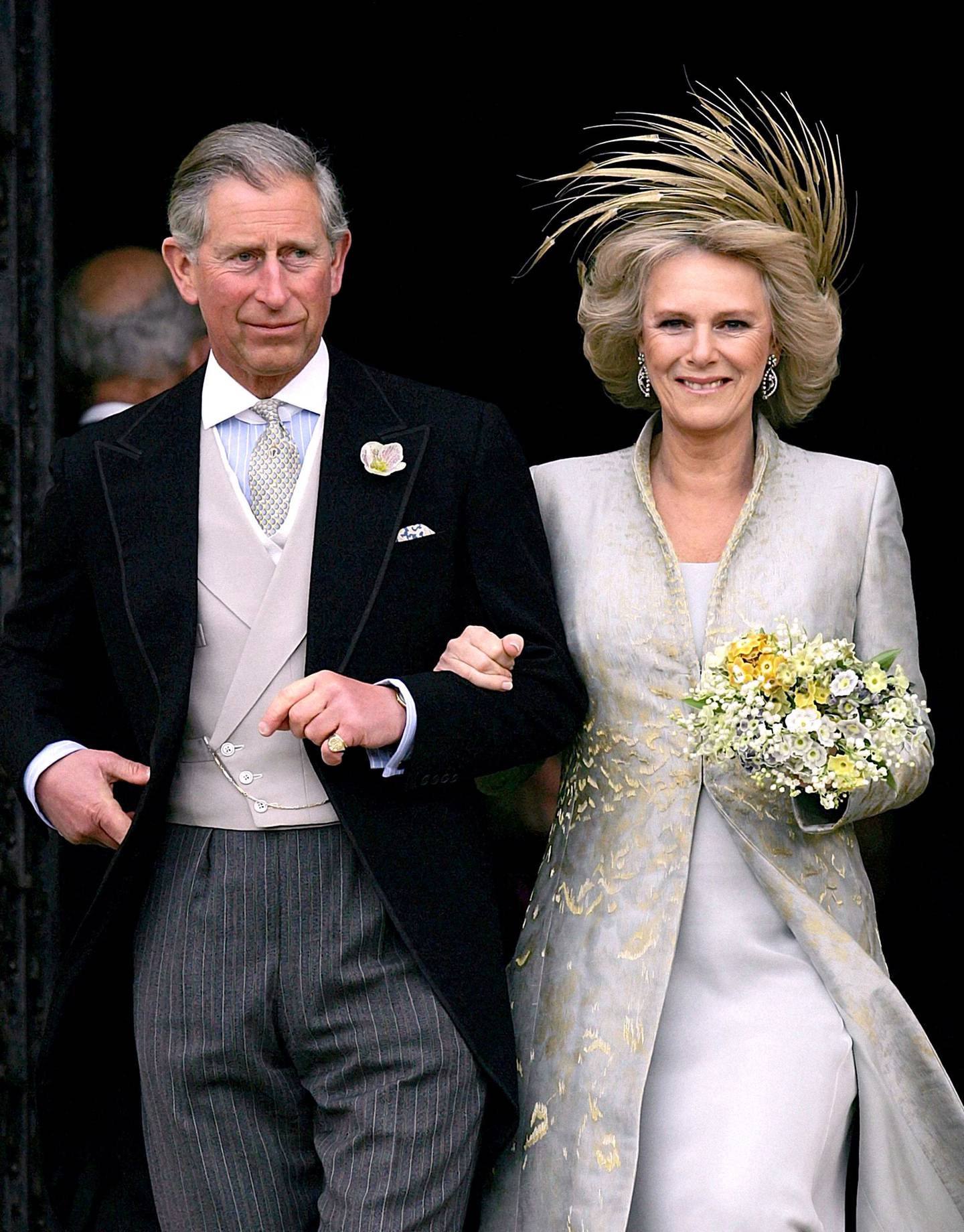 Prince Charles, the Prince of Wales, and Camilla the Duchess of Cornwall, on their wedding day, April 9, 2005. PA 