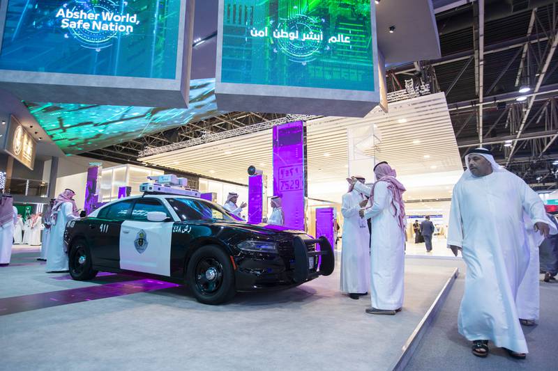 The Saudi Arabian stand with its latest patrol car. 