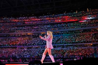 Swift takes the stage at SoFi Stadium on August 3. Getty Images 