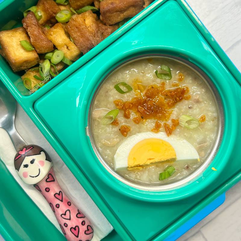 Filipino blogger Abigail Caidoy cooks up comfort food arroz caldo for her children's lunchboxes. Photo: Abigail Caidoy