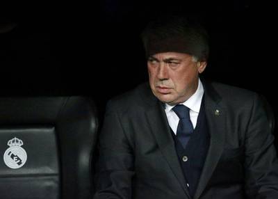 Real Madrid manager Carlo Ancelotti looks on during his side's second leg loss to Schalke in the Champions League last 16 on Tuesday night in Madrid. Juan Medina / Reuters