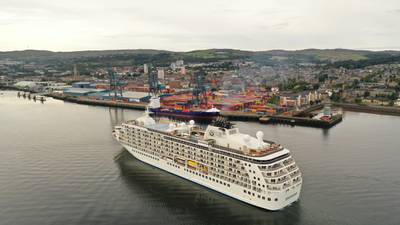 The largest private residential ship on the planet, known as The World, arriving at Greenock Ocean Terminal in Inverclyde. PA