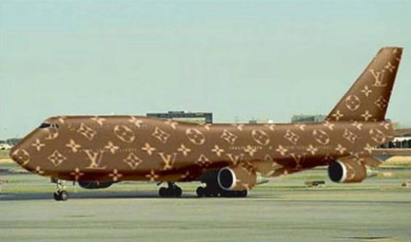 Social media users took to Pinterest to post mocked up images of planes covered in the Louis Vuitton monogram. Courtesy Pinterest