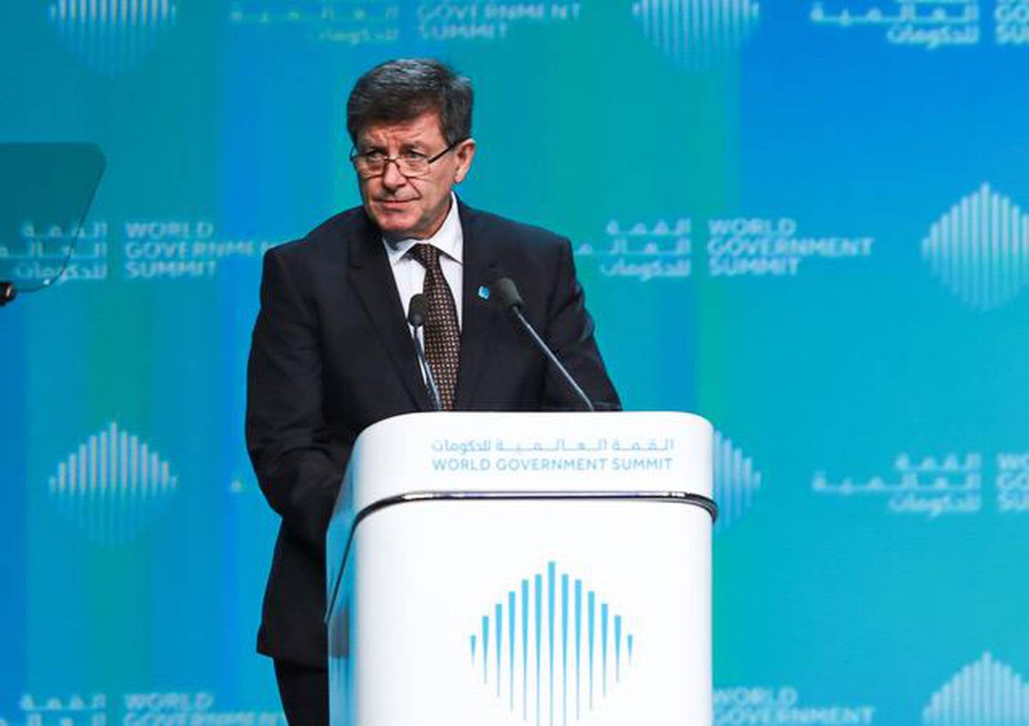Guy Ryder speaks at the World Government Summit in Dubai. Victor Besa / The National