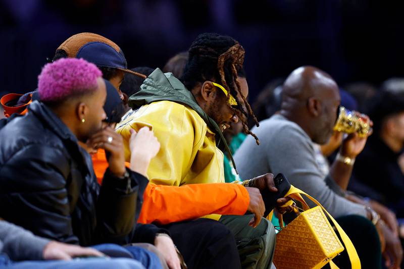 Rapper 2 Chainz attends the game in California on Friday. AFP