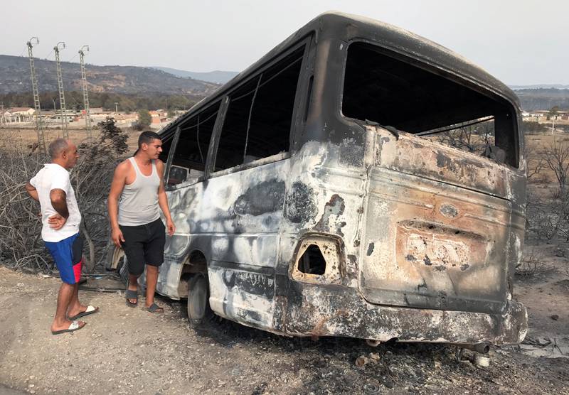 A bus beyond repair in El Kala. Reuters