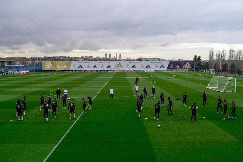 Real Madrid's players attend a training session at the Real Madrid City sports facilities in Madrid. AFP