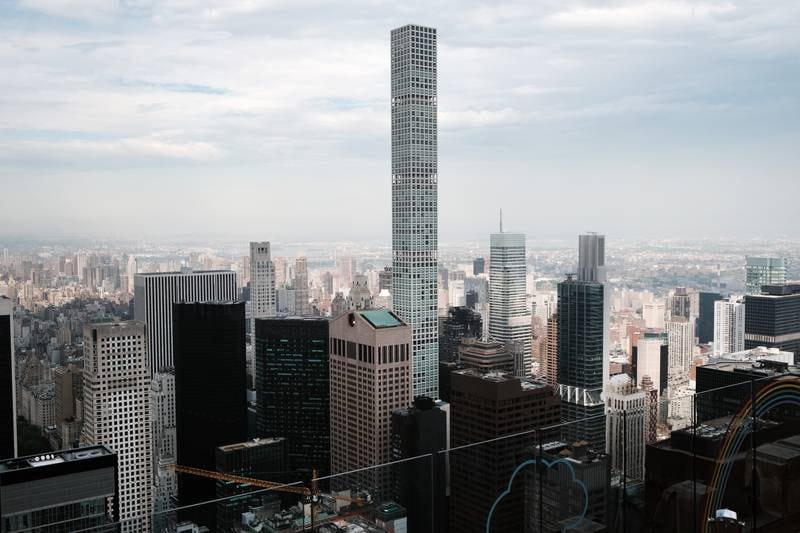 Residential skyscraper 432 Park Avenue is also in Midtown Manhattan. It overlooks Central Park and is 425.5m high with 84 numbered stories and a mezzanine above ground. Photo: Getty Images
