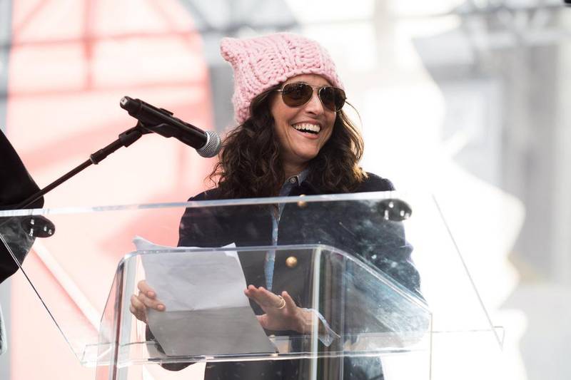 Actress Julia Louis-Dreyfus speaks onstage at the women’s march in in Los Angeles, California. Emma McIntyre / Getty Images / AFP