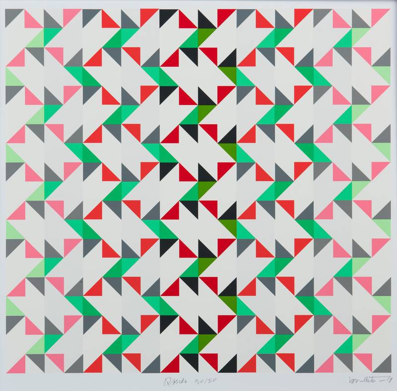 'Qasiba' (2018) by Kamal Boullata, the last work produced by the artist. Courtesy Meem Gallery