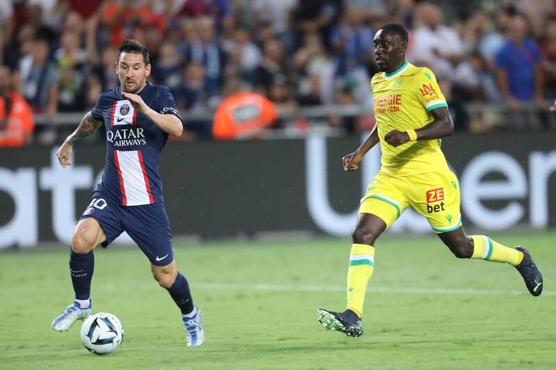 Lionel Messi in action during the French Super Cup match between PSG and Nantes. EPA