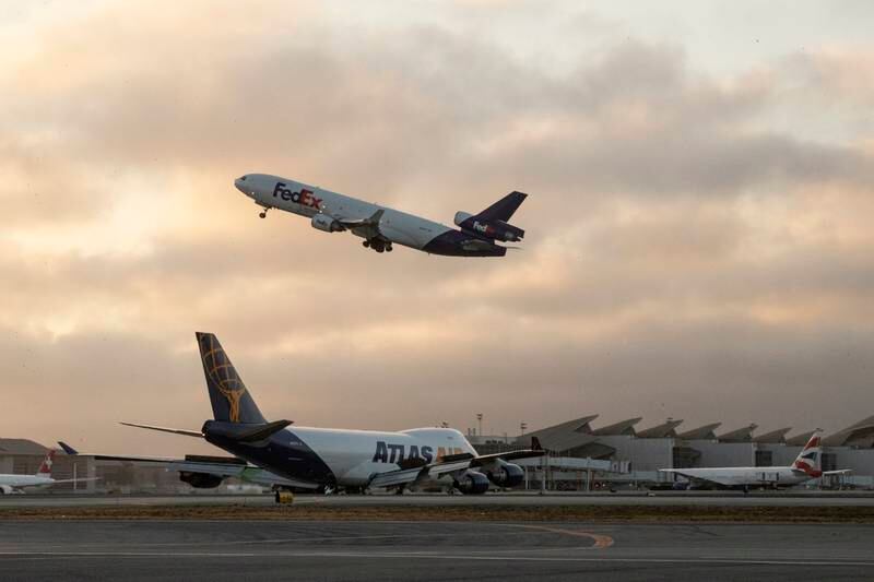 A FedEx cargo plane takes off from Los Angeles Airport. It became the first start-up in American history to generate more than $1 billion in revenue in less than 10 years, without an acquisition or merger. EPA