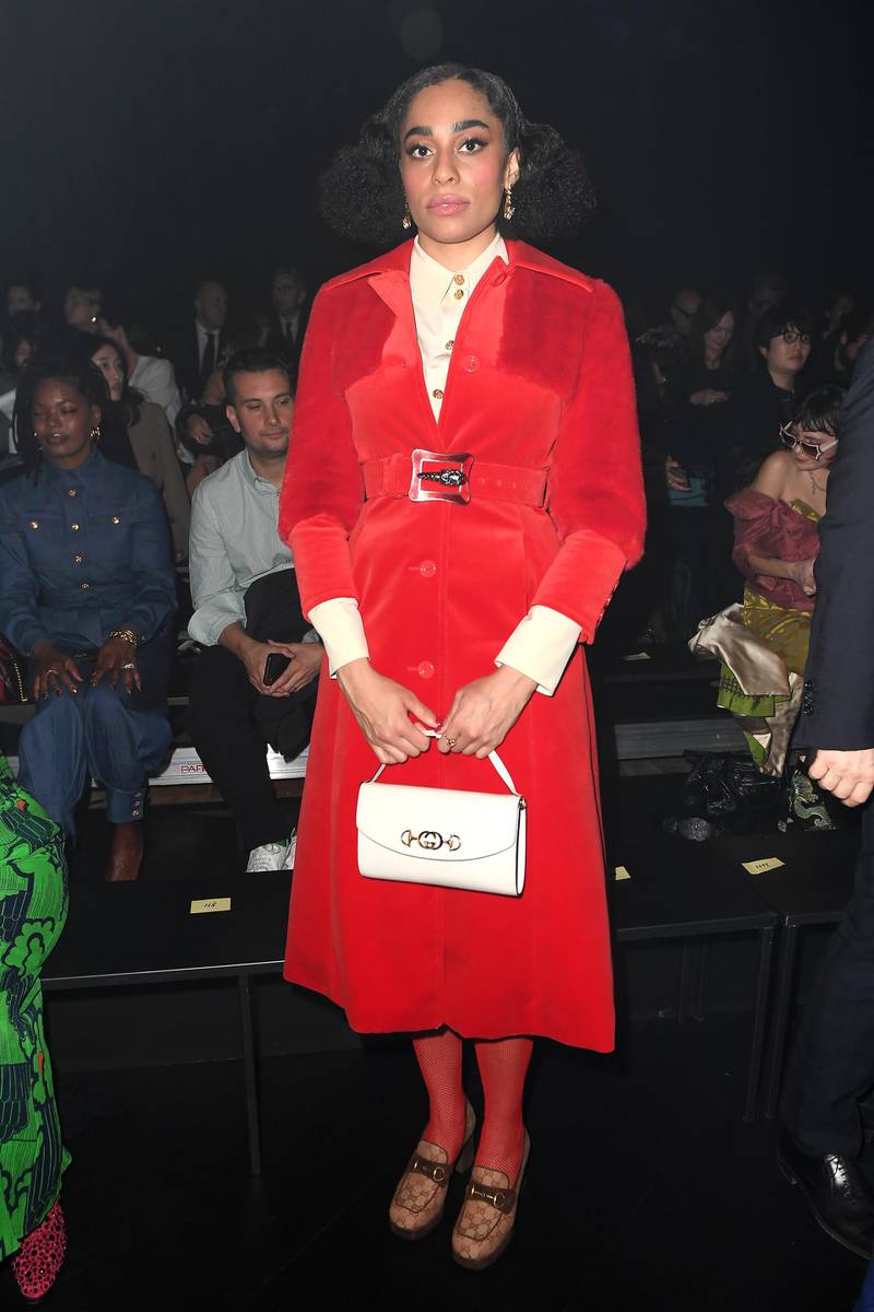 Celeste is seen on the Gucci front row during Milan Fashion Week on February 19, 2020. Getty Images