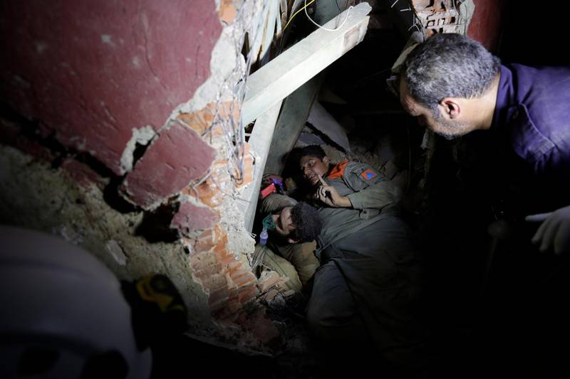 Lebanese soldiers search for survivors after a massive explosion in Beirut.AP Photo