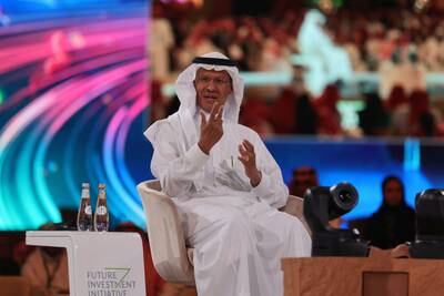 Saudi Energy Minister Prince Abdulaziz bin Salman at the annual Future Investment Initiative conference. AFP