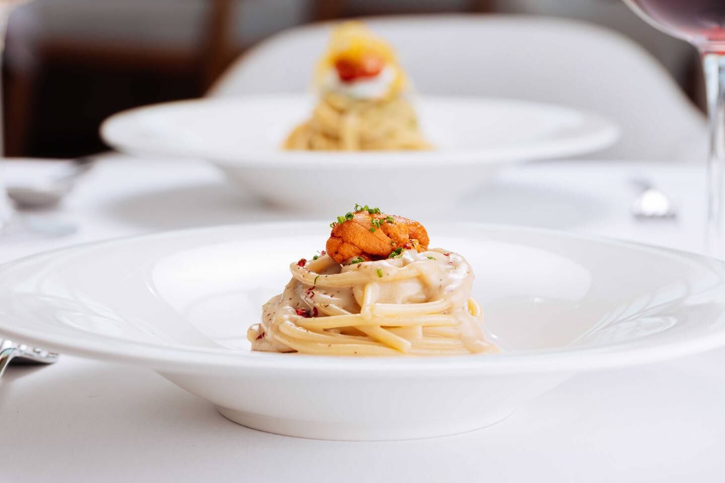Le plat de spaghettis aux oursins est un favori personnel du chef.  Photo: L'Amo Bistro del Mare