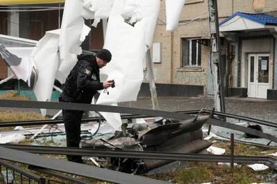 More damage from shelling in Kiev. AP