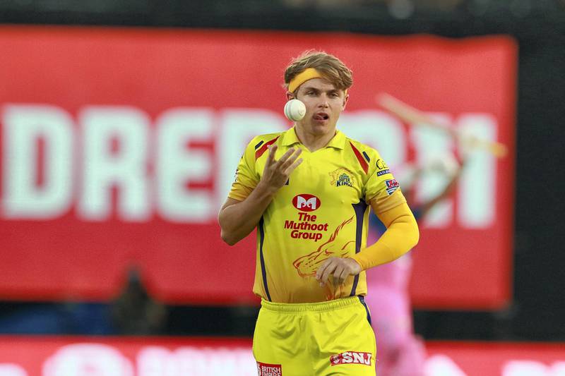 Sam Curran of CSK during match 4 of season 13 of the Indian Premier League (IPL) between Rajasthan Royals 
and Chennai Super Kings held at the Sharjah Cricket Stadium, Sharjah in the United Arab Emirates on the 24th September 2020.  Photo by: Rahul Gulati  / Sportzpics for BCCI