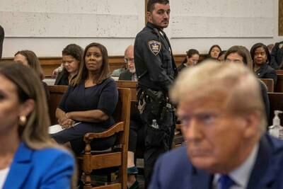New York Attorney General Letitia James looks on during former US President Donald Trump's civil fraud trial at New York State Supreme Court, in Manhattan. Reuters