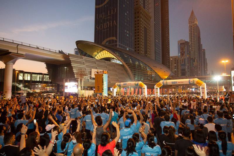 Runners gather outside the Museum of the Future, at the start of the run. Photo: Dubai Media Office