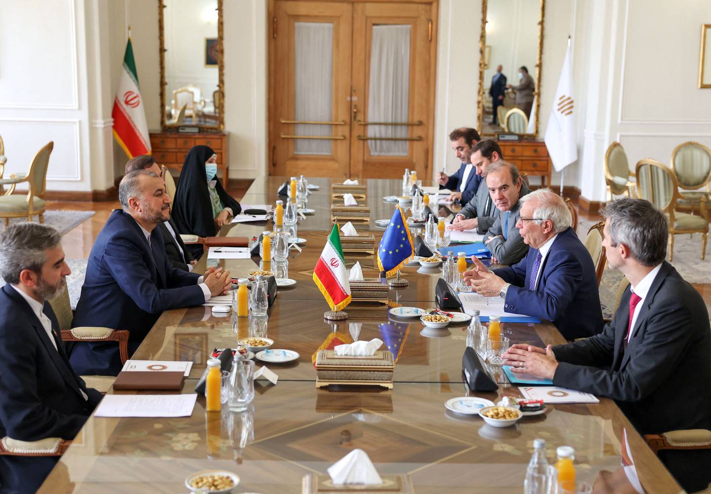 Iranian Foreign Minister Hossein Amir-Abdollahian meets EU representative Joseph Borrell in Tehran in June 2022. AFP