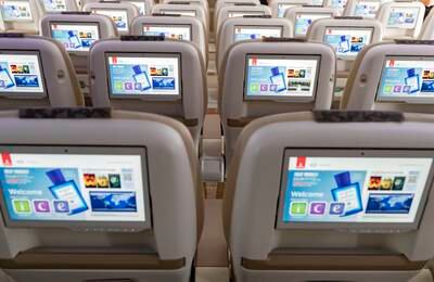 Each seat has a 13.3-inch screen, one of the largest in its class.