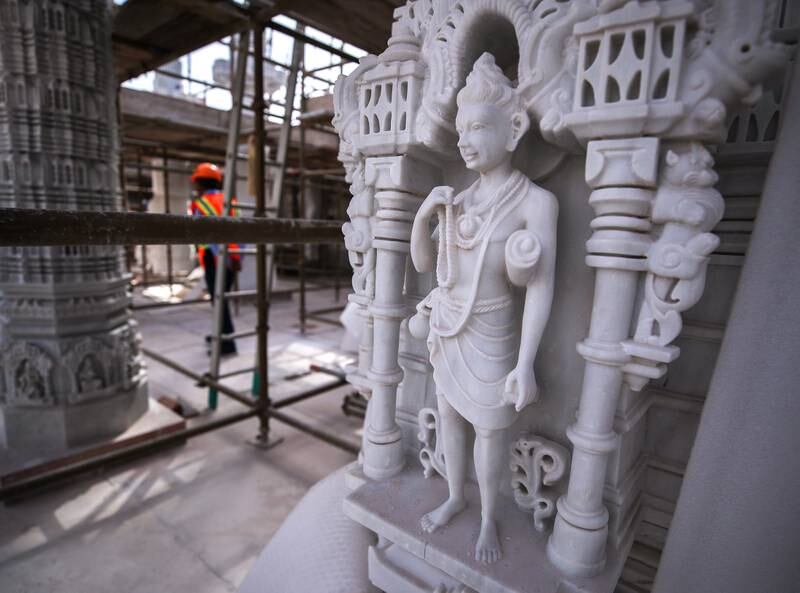 Work on Abu Dhabi’s historic Hindu temple is past the key halfway mark