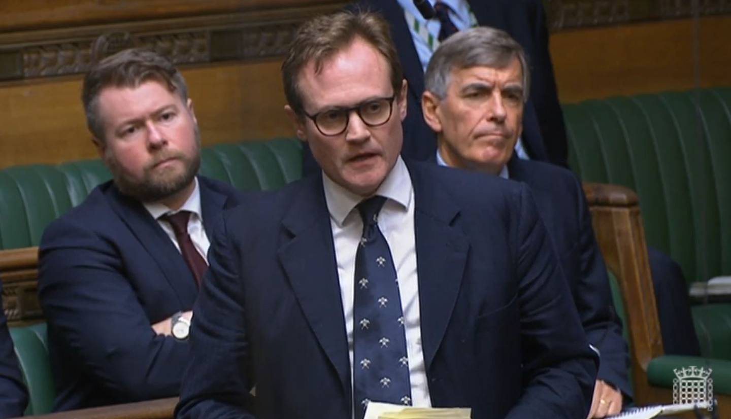 Tom Tugendhat speaking during the debate on the situation in Afghanistan in the House of Commons in London. Getty Images