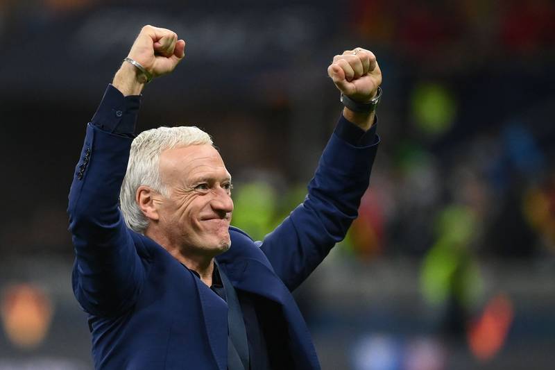 France's coach Didier Deschamps celebrates at the end of the final. AFP