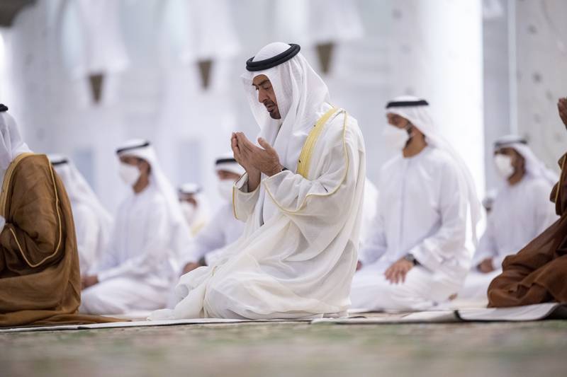 President Sheikh Mohamed attends prayers to celebrate Eid Al Adha.

