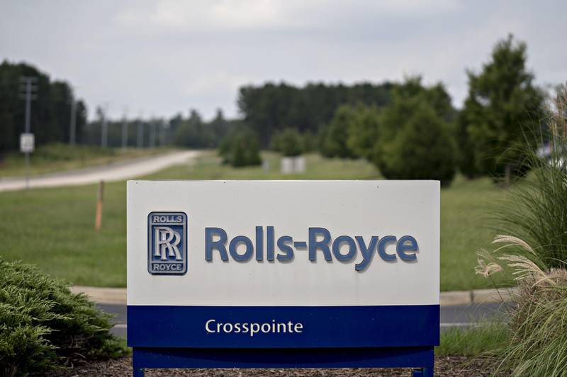 Signage is displayed outside the Rolls-Royce North America Inc. Crosspointe facility in Prince George, Virginia, U.S., on Thursday, Sept. 20, 2018. Markit is scheduled to release manufacturing figures on Oct. 24. Photographer: Andrew Harrer/Bloomberg
