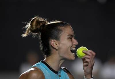 Maria Sakkari of Greece reacts during a match at the Guadalajara Open in Zapopan, Mexico. EPA