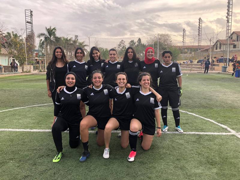 Farida Salem, far left top row, has been nominated for a coaching job with the national team and is the founder and director of Empower Football Academy. Courtesy Farida Salem