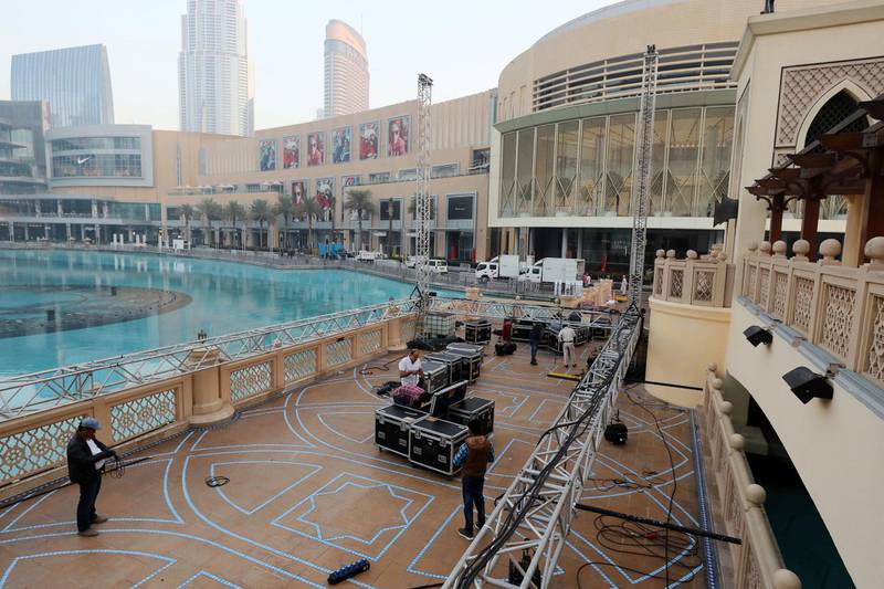 Dubai, United Arab Emirates - January 01, 2011: The clean up operations after the celebrations the night for New Years Eve 2019. Tuesday, December 1st, 2019 in Downtown, Dubai. Chris Whiteoak/The National
