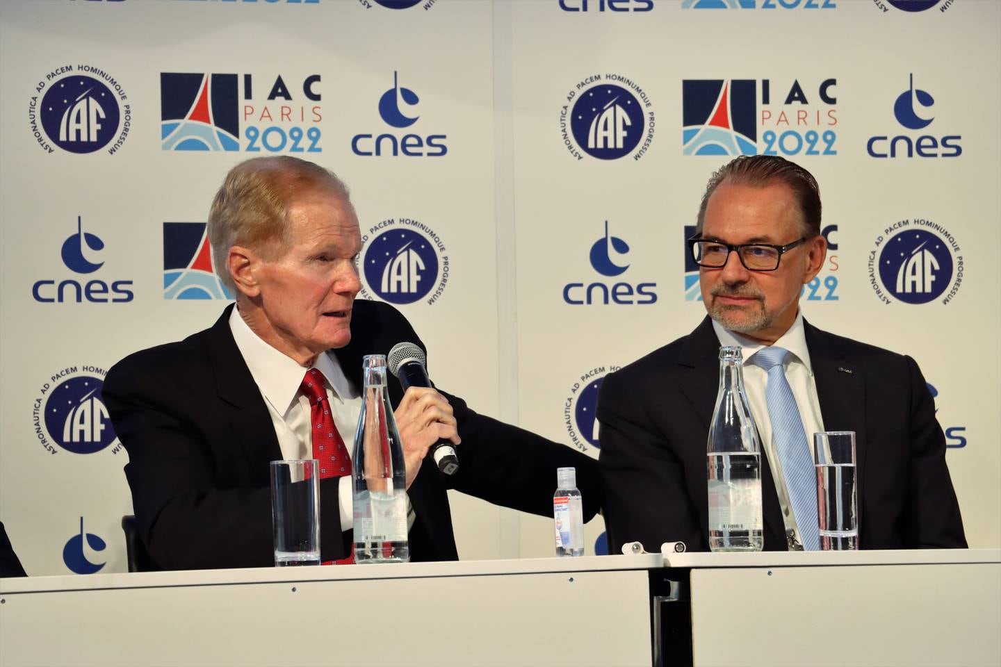 Nasa Administrator Bill Nelson (left) and European Space Agency chief Josef Aschbacher at the International Astronautical Congress on September 18. Photo: Sarwat Nasir / The National