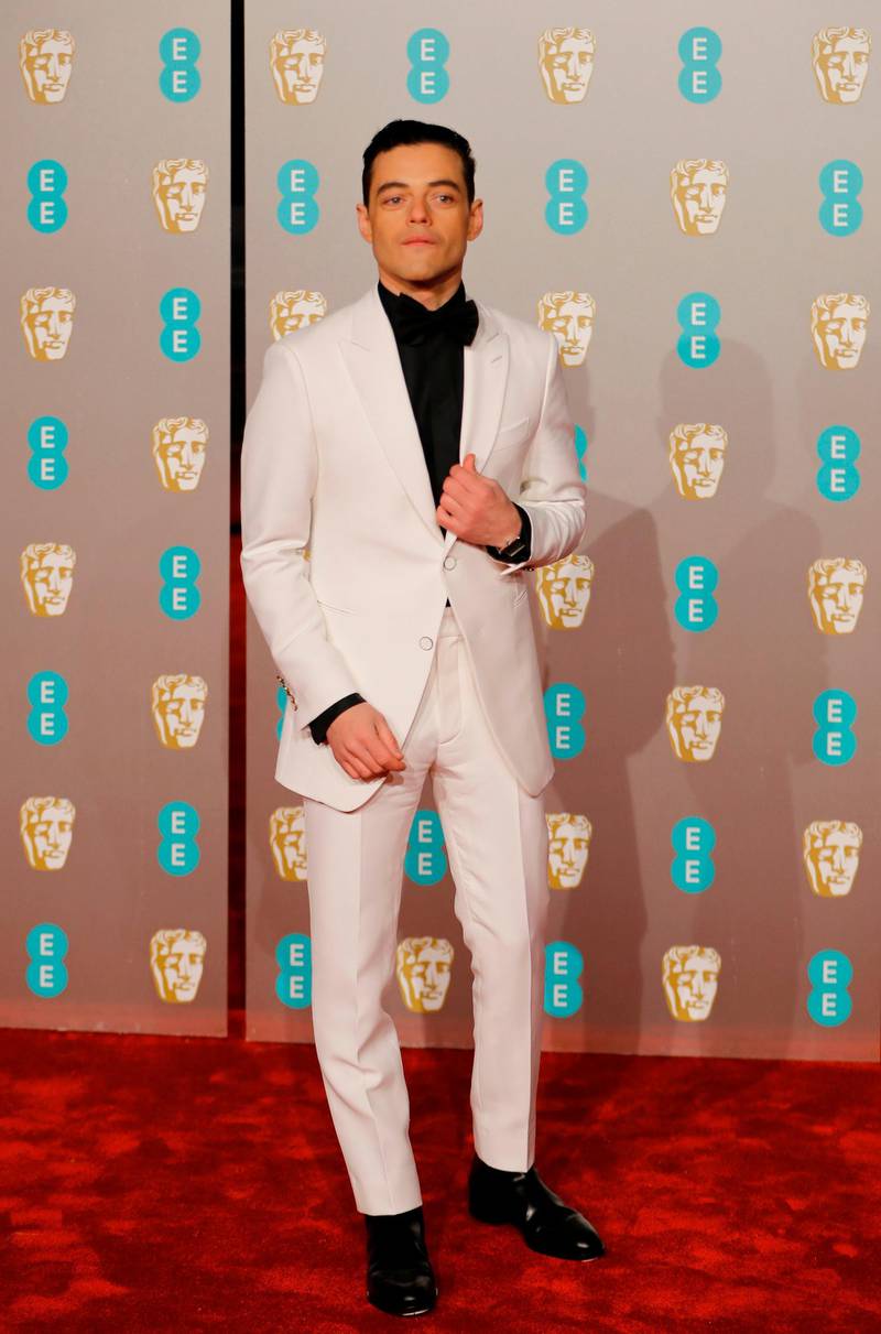 Rami Malek wearing Louis Vuitton at the 2019 Bafta Awards ceremony at the Royal Albert Hall in London, on February 10, 2019. AFP