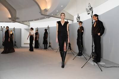 A model at the Noon By Noor presentation during London Fashion Week in February 2023. Getty Images